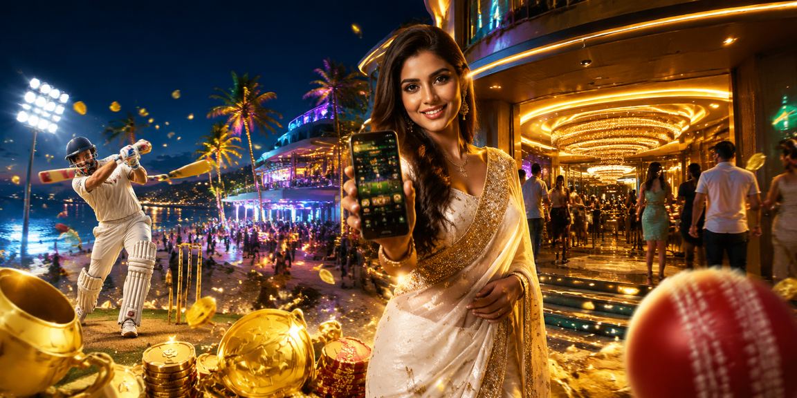 Goa cricket betting scene with saree and cultural vibes